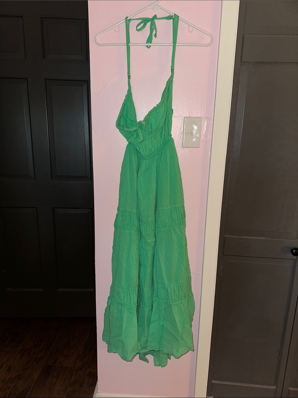 Free People Green Halter Tiered Maxi Dress